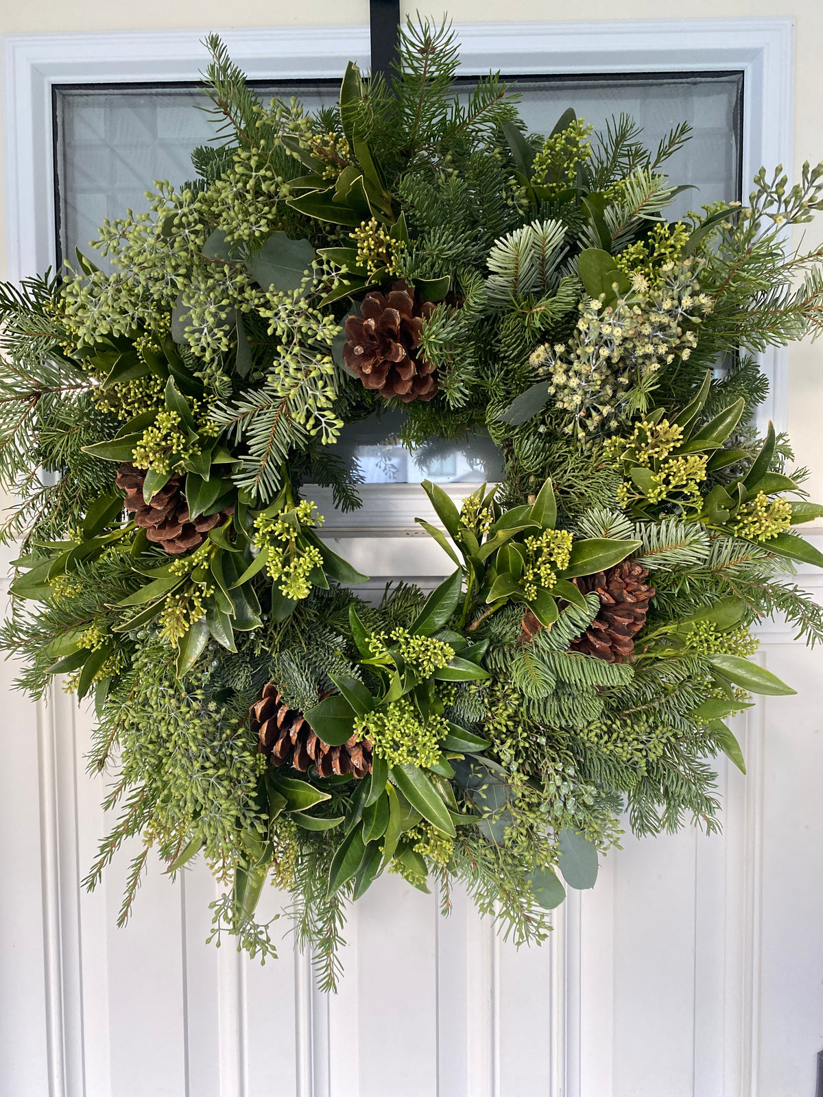 BKC4U Evergreen wreath workshop. Hands on, interactive instruction on how to design and create a scented, outdoor, mixed evergreens (pine, fir, cedar, hemlock, juniper) wreath for your front door. 