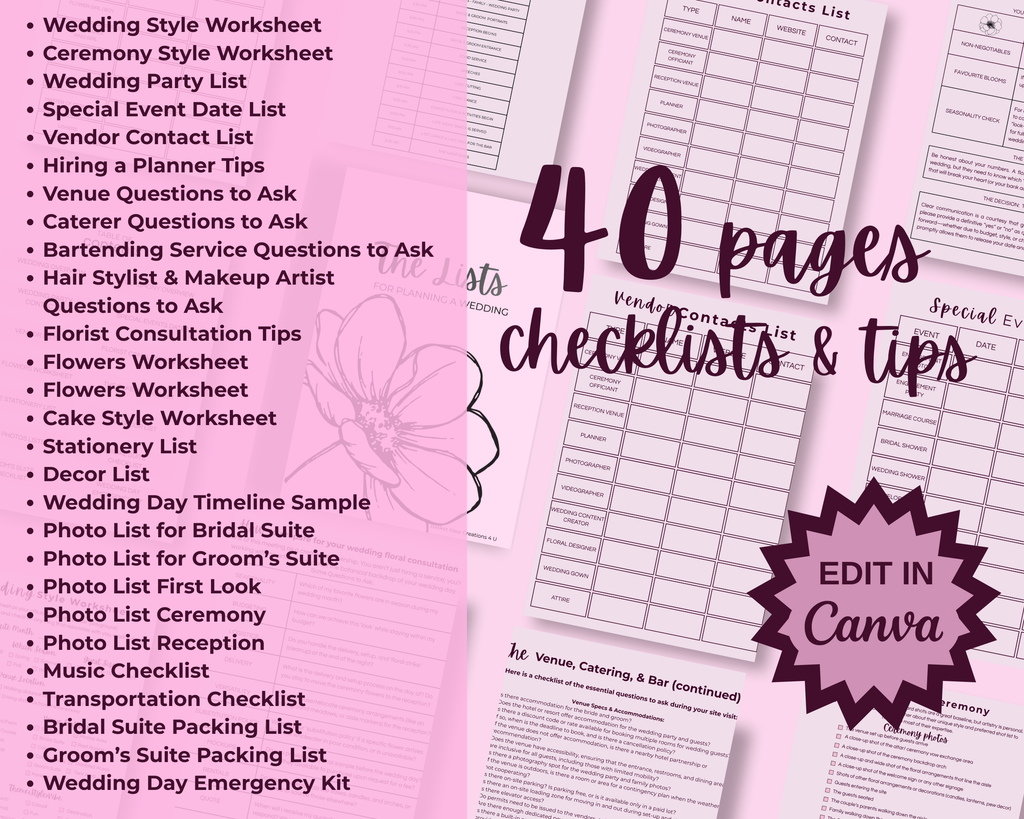 Digital Download: The Lists For Planning A Wedding