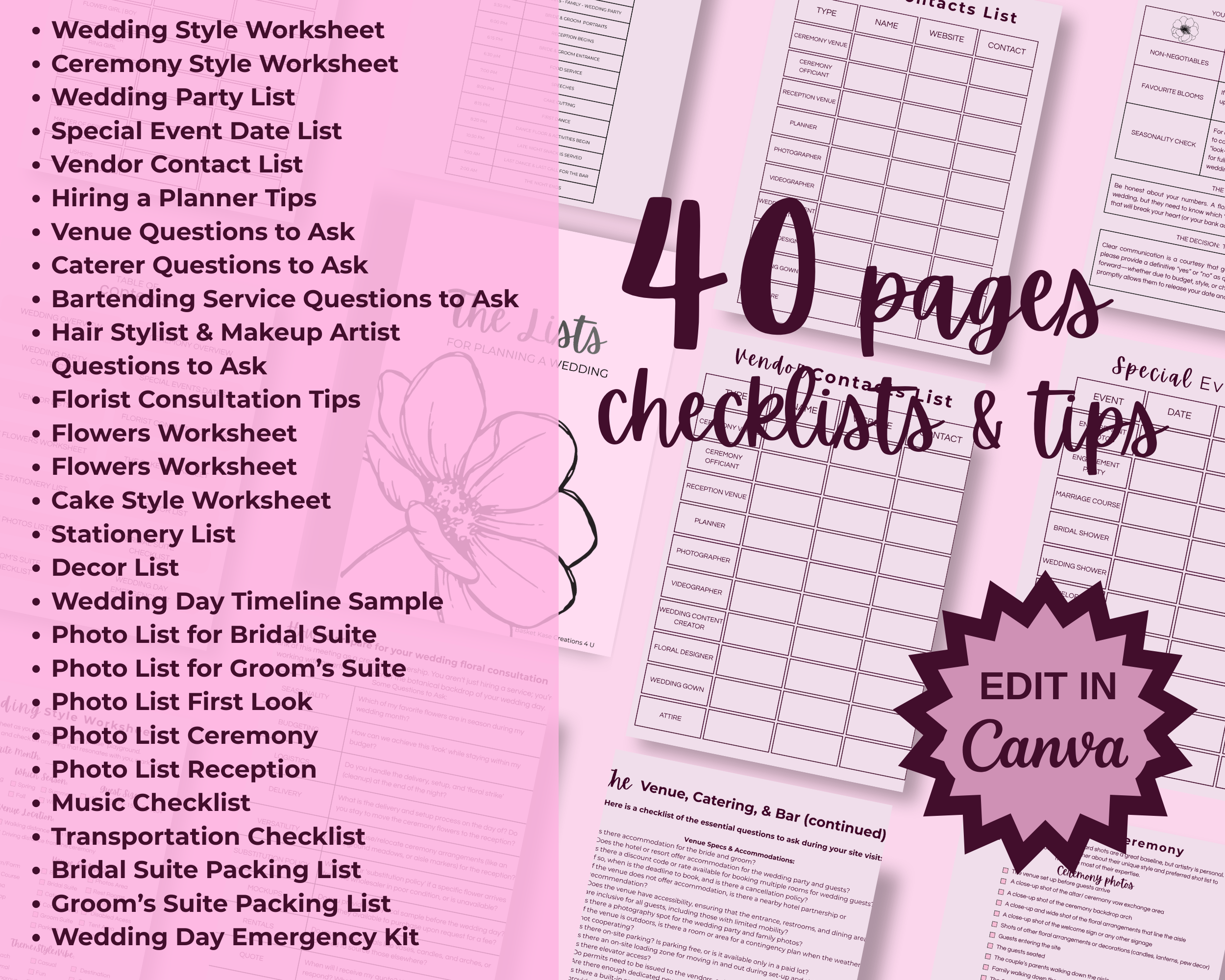 Digital Download: The Lists For Planning A Wedding