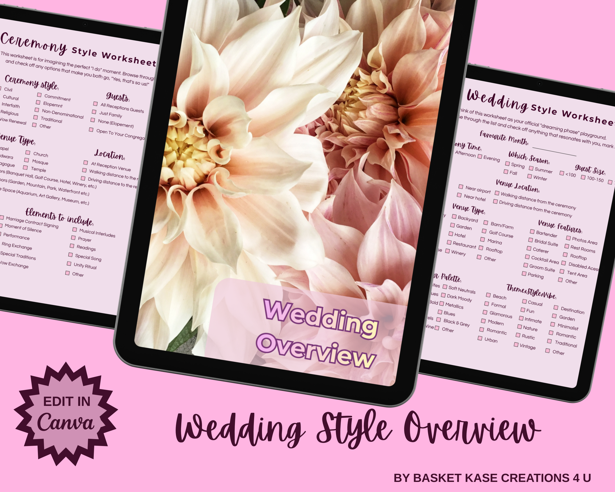 Digital Download: Wedding Planner: 12 Month Timeline & Calendar, Contacts, Checklists