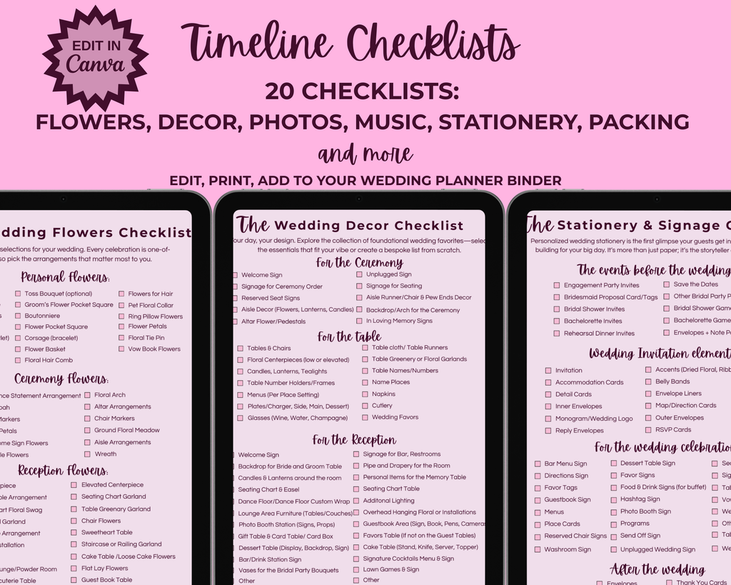 Digital Download: The Lists For Planning A Wedding